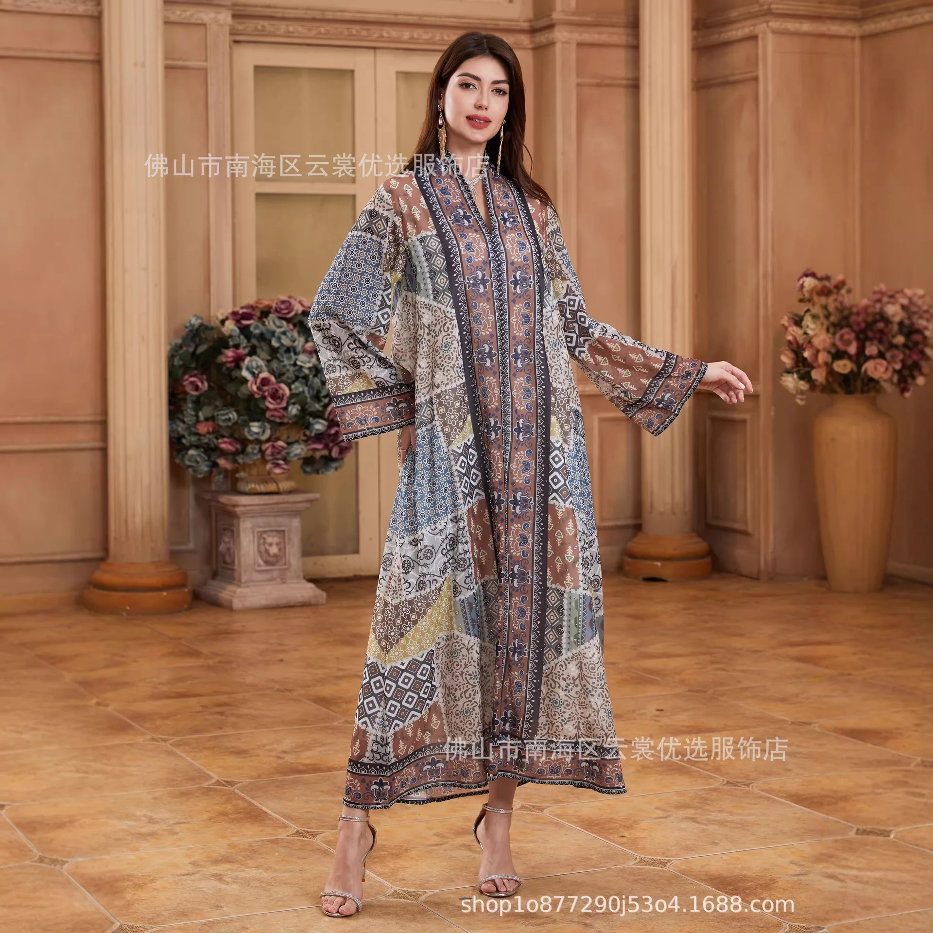 

Eid Women print Dress Abaya Muslim jalabiya Ramadan Vestidos Largos islam party dresses Arab Long Robe Morocco Dubai Kaftan 2026