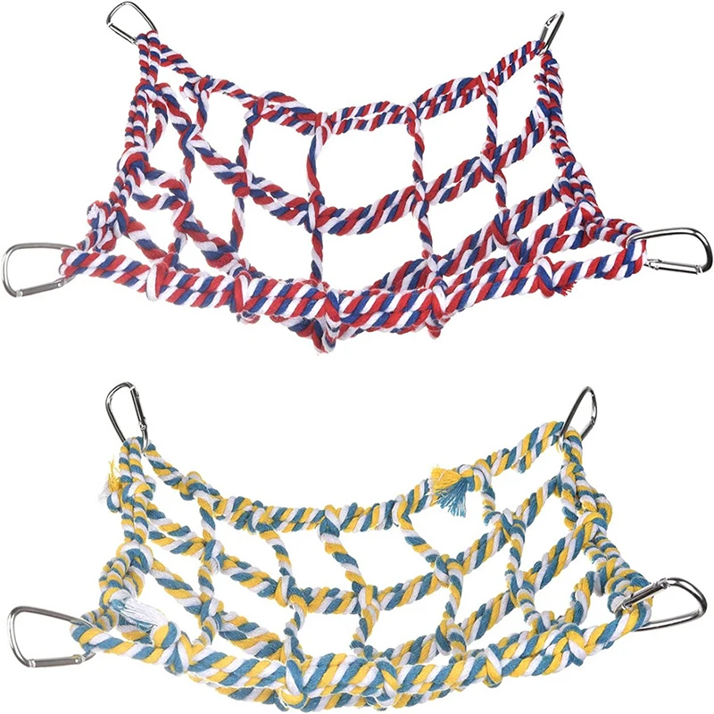 Hamaca para mascotas, cama trenzada resistente para mascotas pequeñas, loros, conejillos de indias, divertido juego colgante, equipo para dormir, 1 Uds.