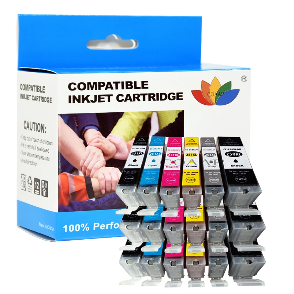 18 Pack Compatible Ink Cartridge For CANON PIXMA MG6320 MG7120 IP8720 MG7520 Printer with Chip Full Ink PGI250 CLI251 GY