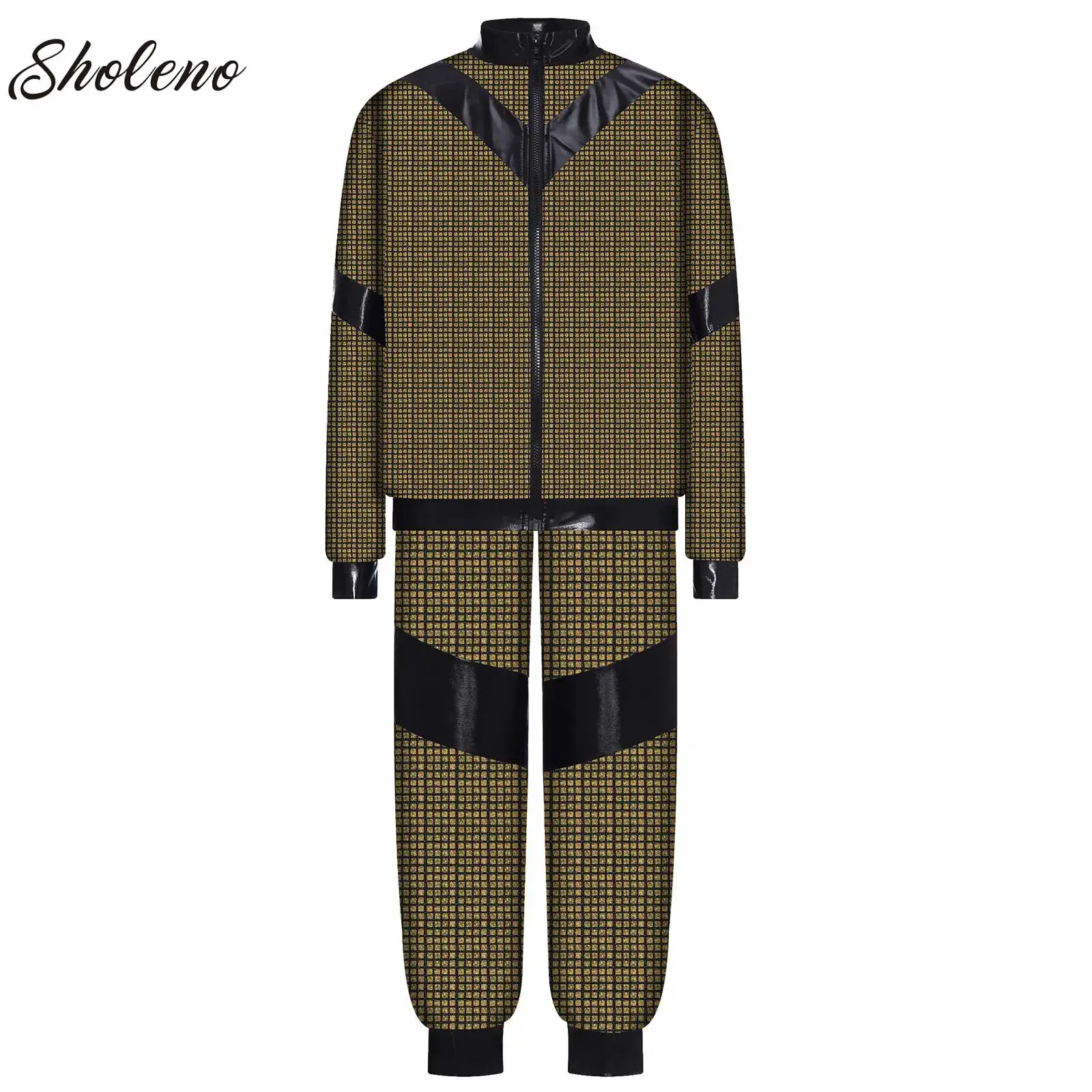 

Dance Wear Set Girls Jazz Dance Street Dance Performance Costumes Children's Modern Model Catwalk Metallic Jacket Pants Costumes