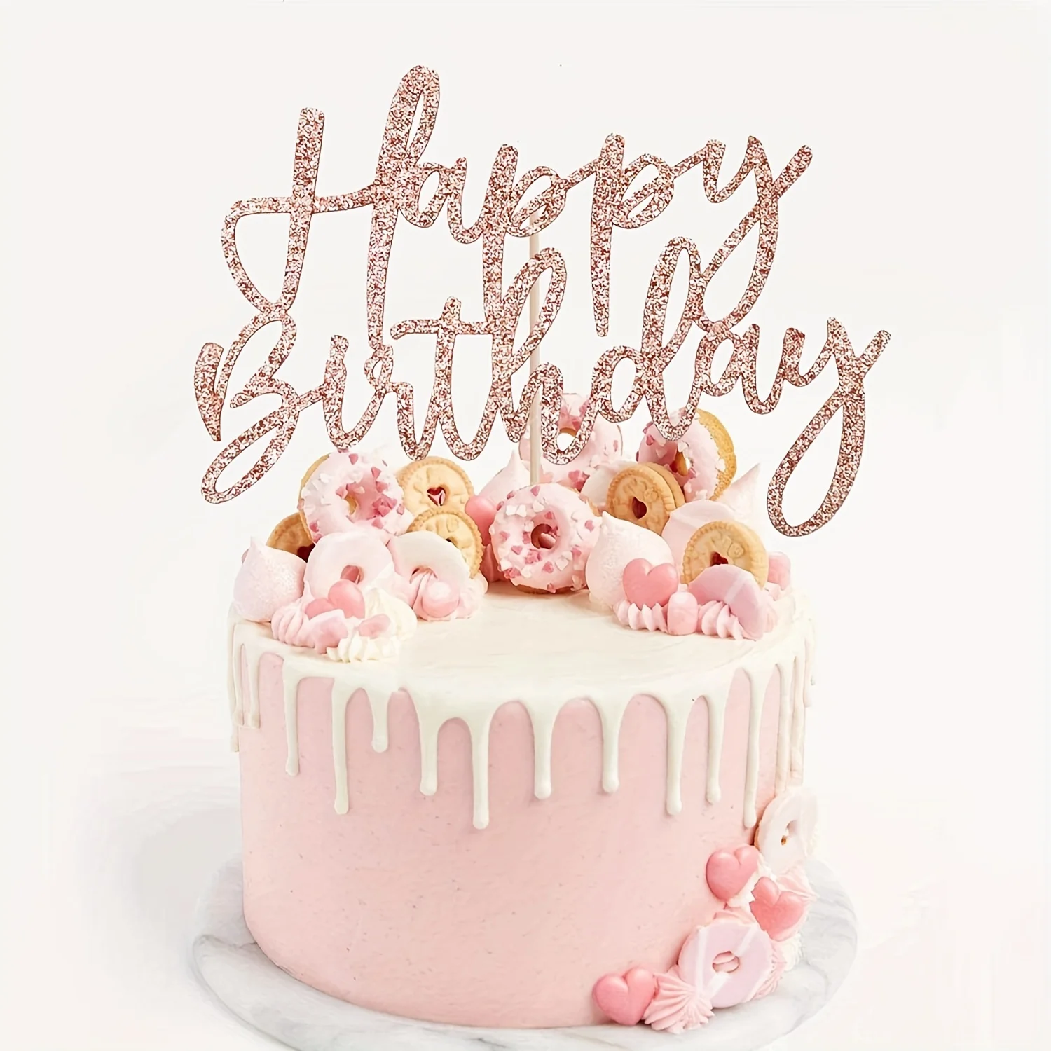 Rose Gold Happy Birthday Cake Plugin Set