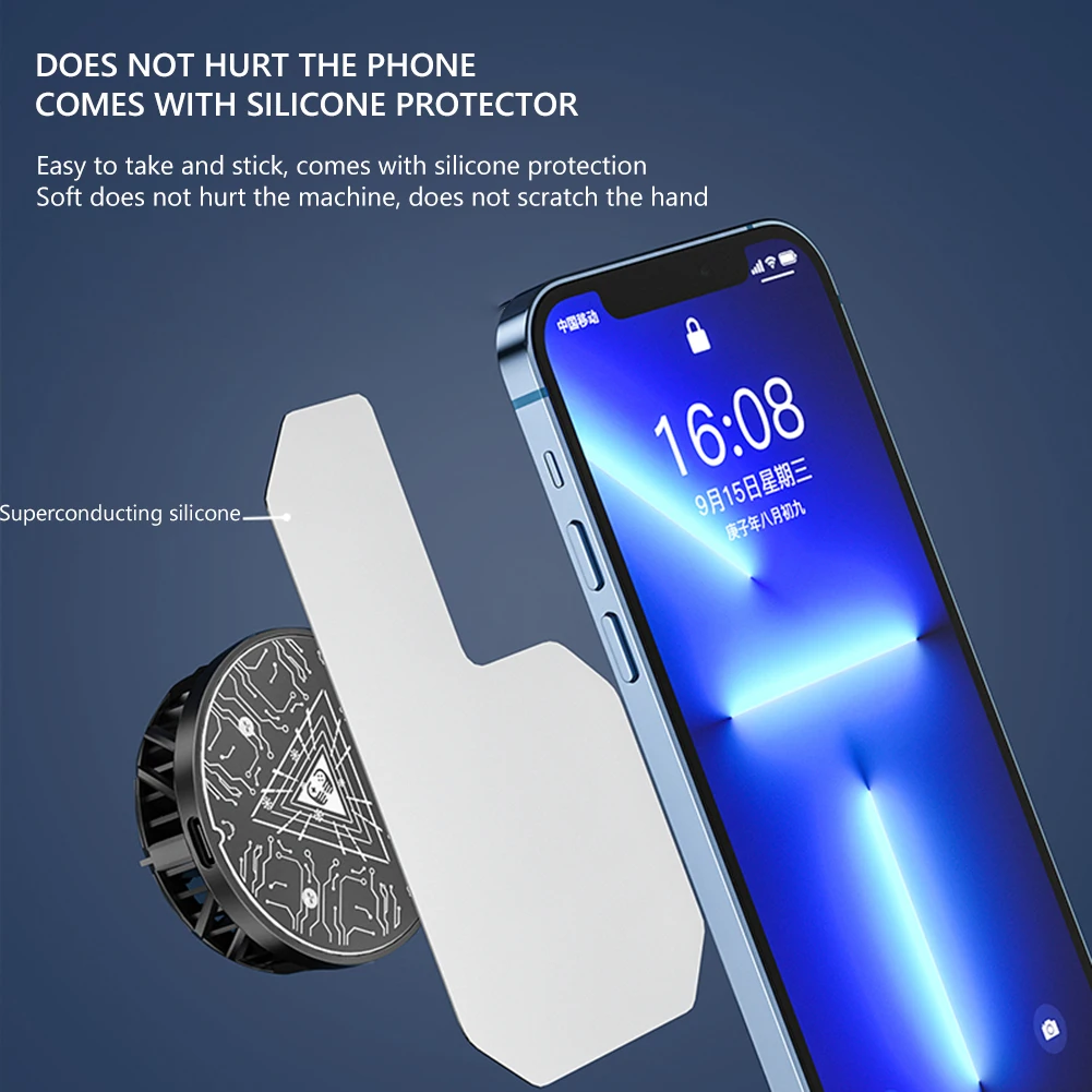 Mobile Phone Cooling Plate Expend Cooling Area Mini Game Cooler for PUBG Game Compatible Magnetic/ Back-clip for Cell Phone