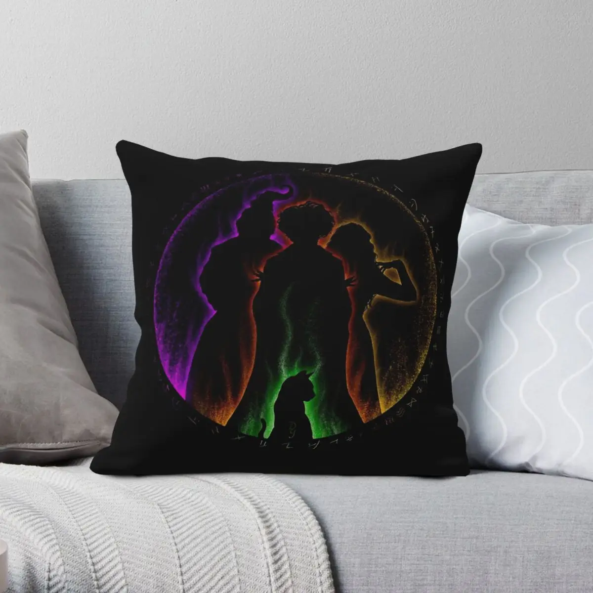 Hocus Pocus Sanderson Sisters Binx Square Pillowcase Polyester Linen Velvet Printed Throw Pillow Case Room Cushion Cover 45x45