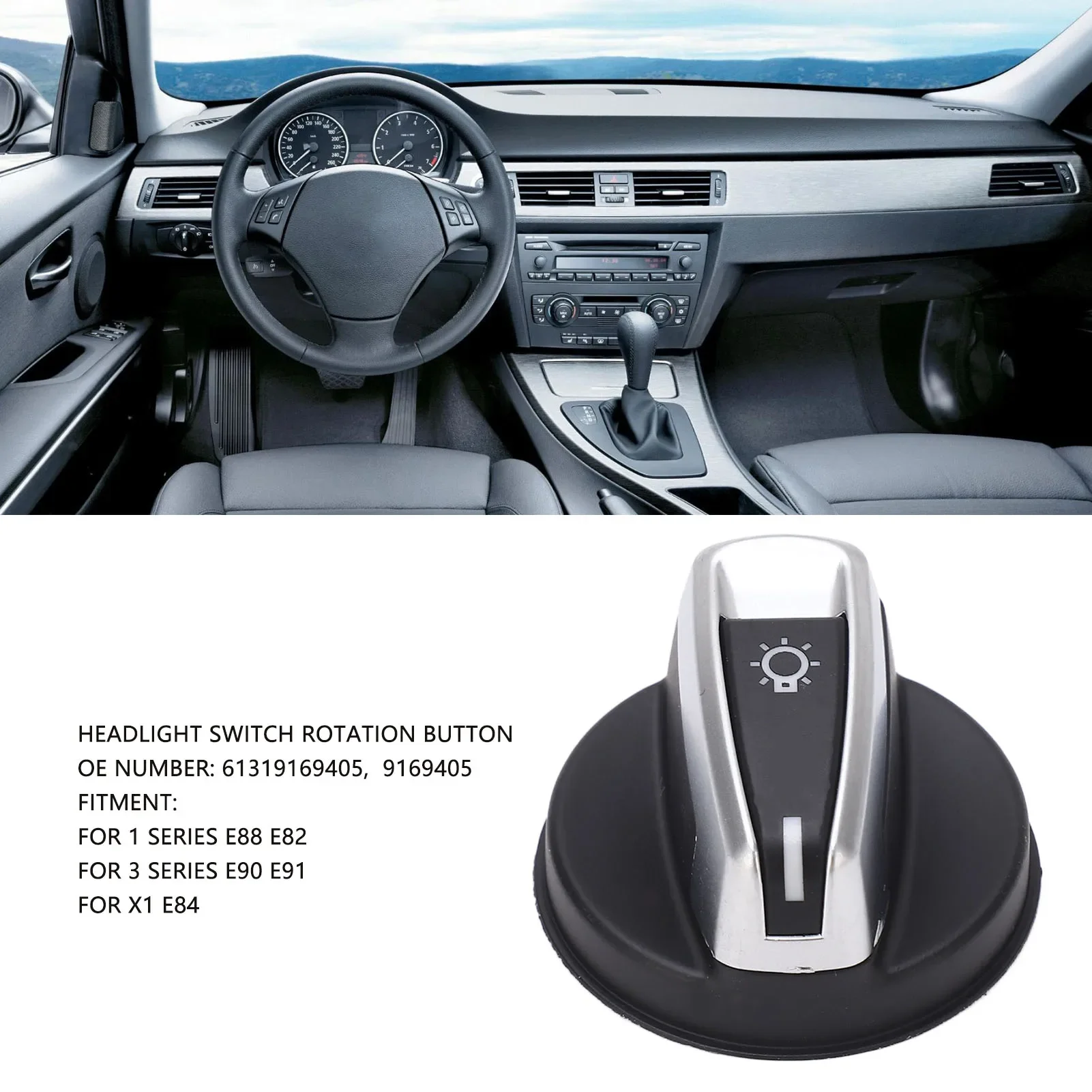 Headlight Switch Knob 61319169405 Accurate Control Stylish Headlight Switch Rotation Button For 3 Series E90 E91