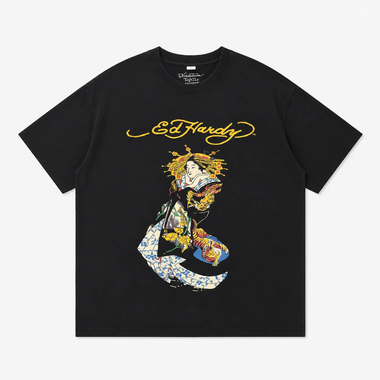 Ed Hardy Japanese Geisha Kimono Dragon Tiger Tattoo Print T Shirt Unisex Loose Oversized Harajuku Streetwear Cotton Summer