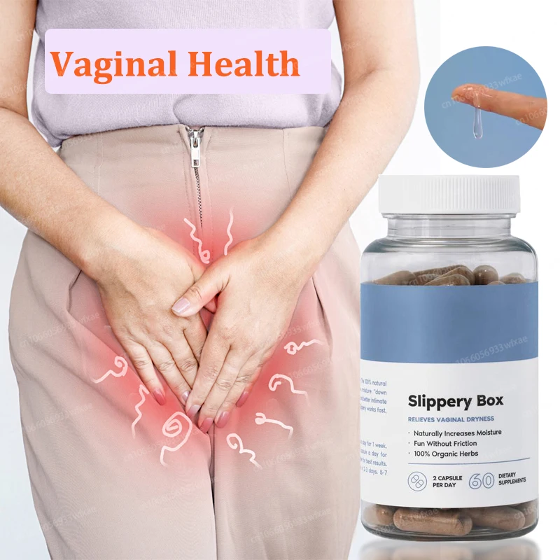 

Vaginal Moisture Capsules Support Vaginal Flora, Hormone Balance Reduces Dryness & Friction Slippery Box