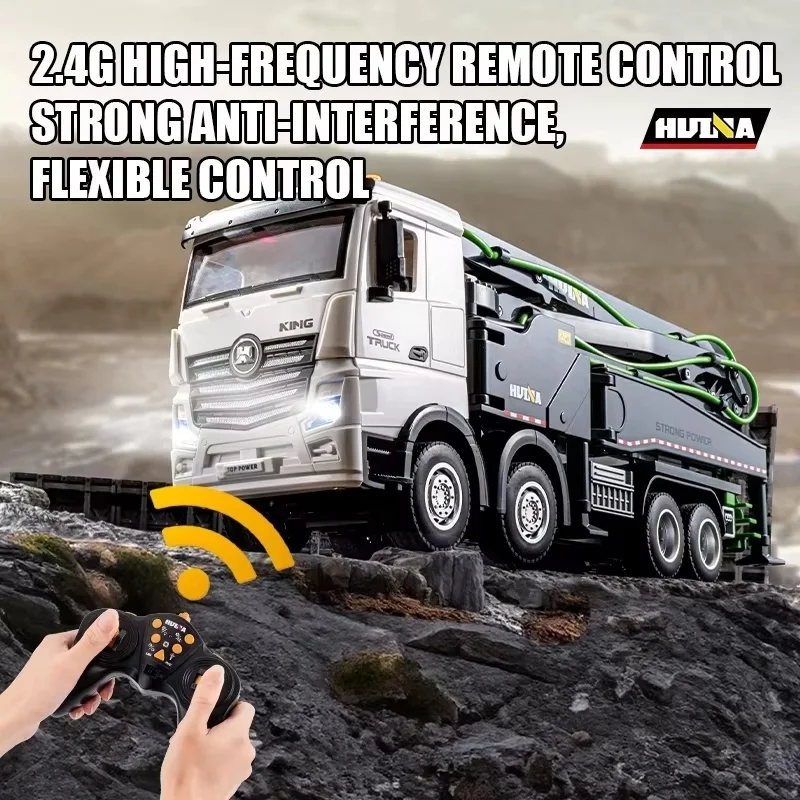 New Hn1381 Remote-Controlled Transport Vehicle Rc Water Spray Sound And Light Cement Alloy Engineering Vehicle Model Toy Gift