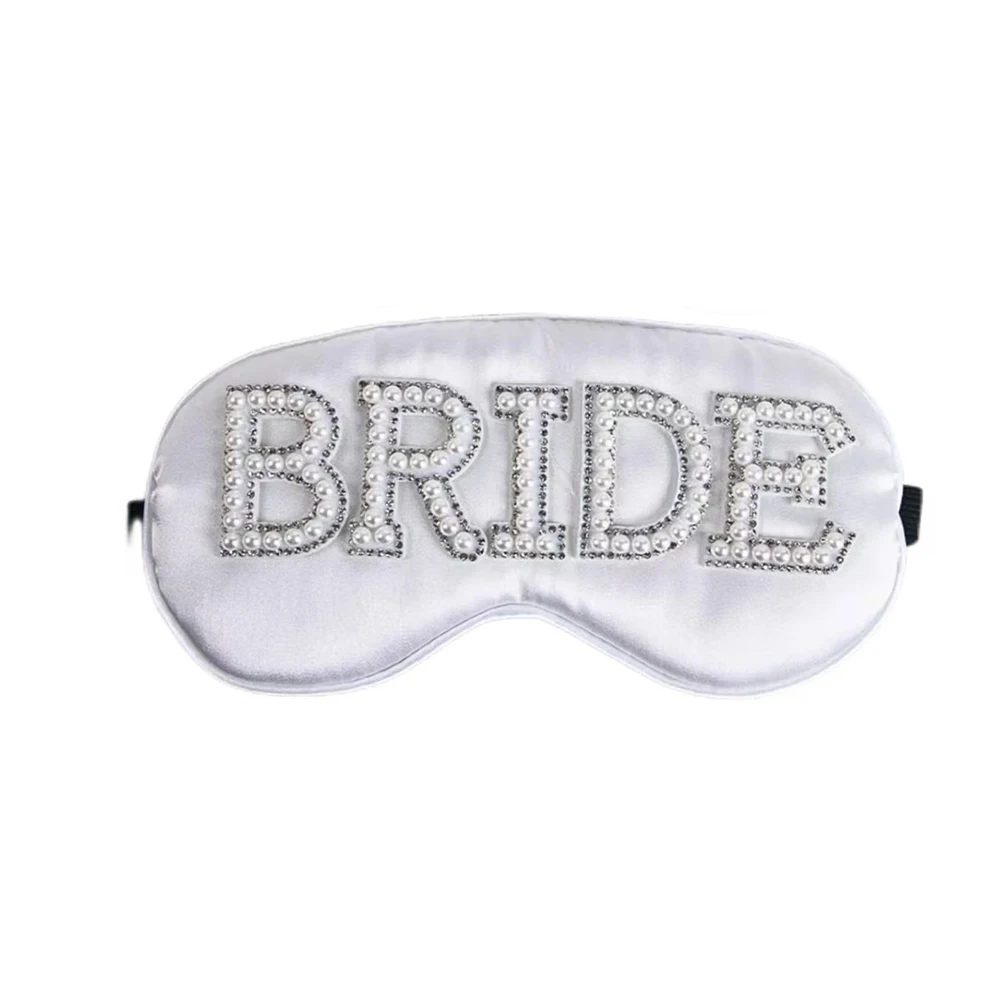 العروس النوم قناع العين الأبيض اللؤلؤ الزفاف غطاء العين العازبة لصالح الزفاف دش الزفاف ديكور وصيفات الشرف العروس ليكون هدية #6