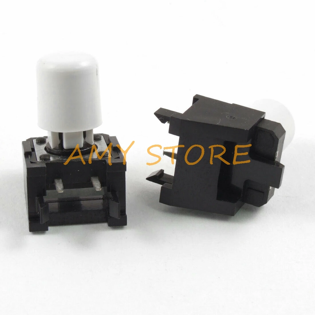 200pcs Right Angle 2 Pin Momentary 12x12x7.3mm Tactile Push Button Switch Non Lock 9x12.8mm White Cap