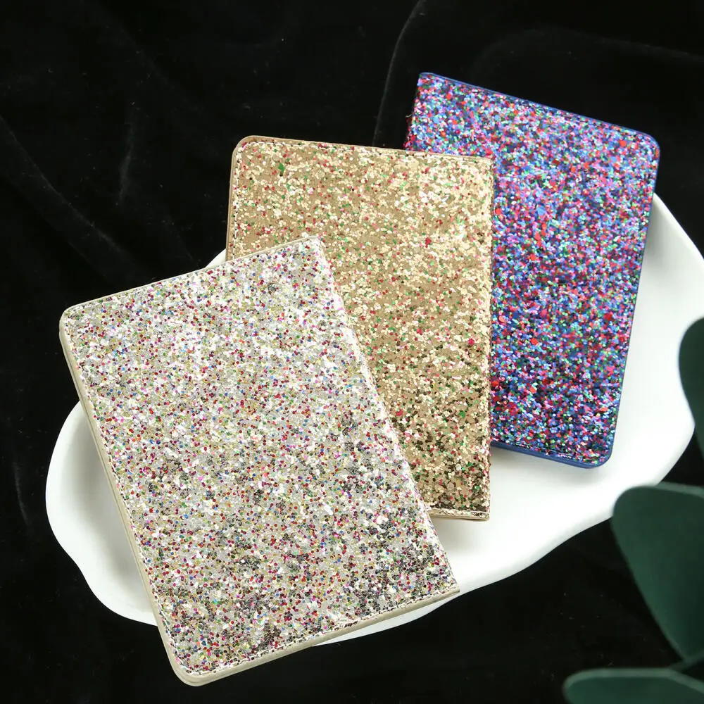 Personalized Custom Glitter Initial Passport Cover Sparkly Sequins Leather Travel Passport Holder Custom Gift for Travelers