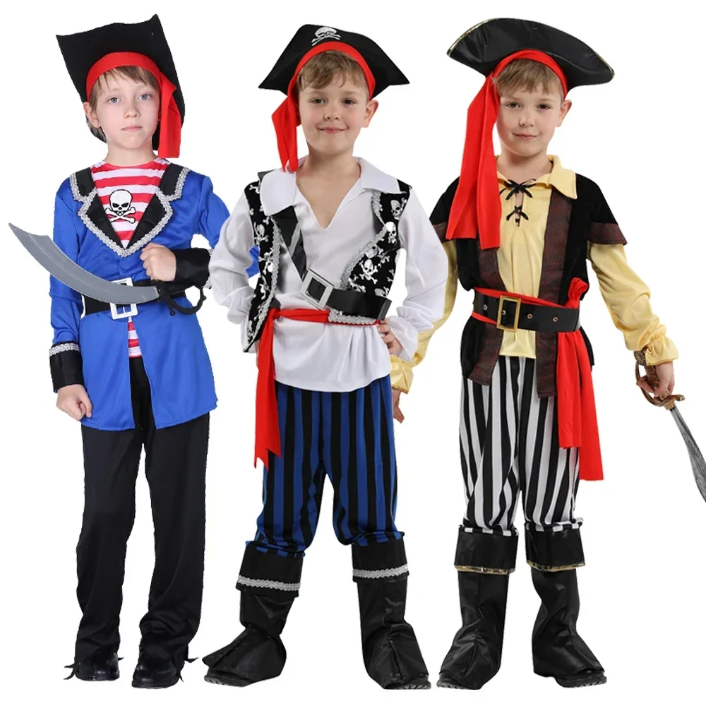 

Kids Boys Pirate Costume Children Captain Cosplay Set for Christmas New Year Pirate Clothes No Weapon