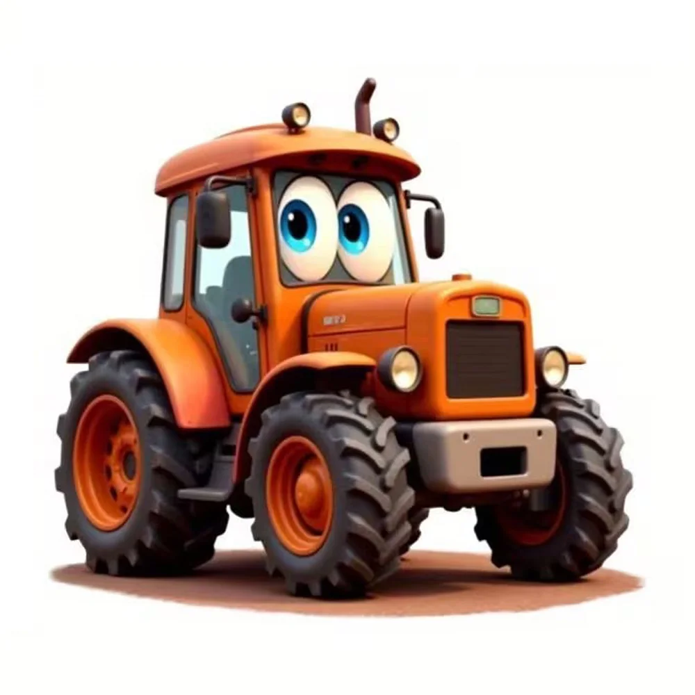 Cartoon Orange Tractor Self-Adhesive Stickers, Bedroom Entryway Living Room Porch Home Decoration Wall Stickers