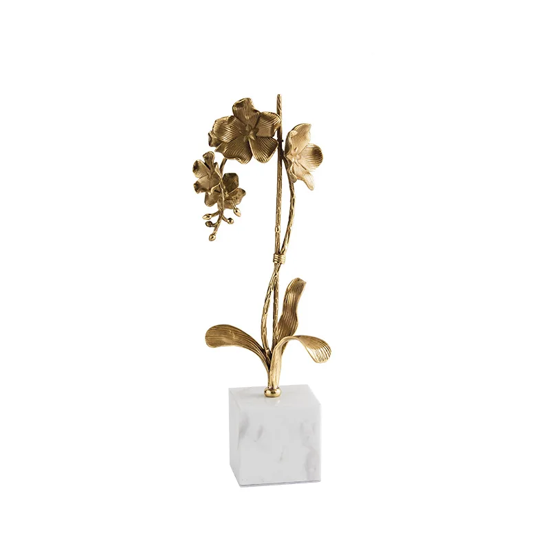 LTT marble brass orchid ornament modern decoration home wine cabinet TV cabinet