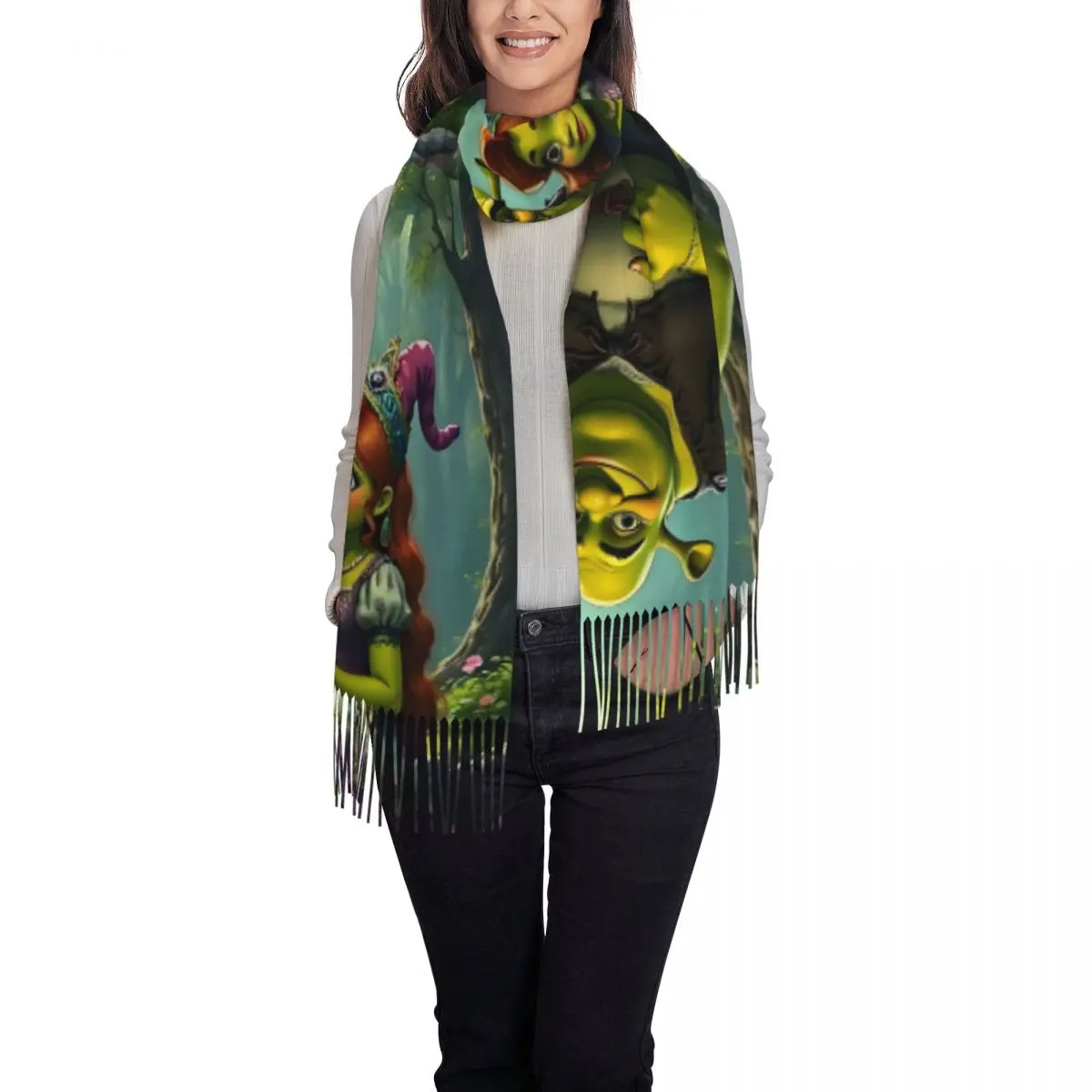 مخصص طباعة فيلم كوميدي شريك مضحك وشاح النساء الرجال الشتاء الدافئة الأوشحة الكرتون Kawaii أنيمي شالات يلتف