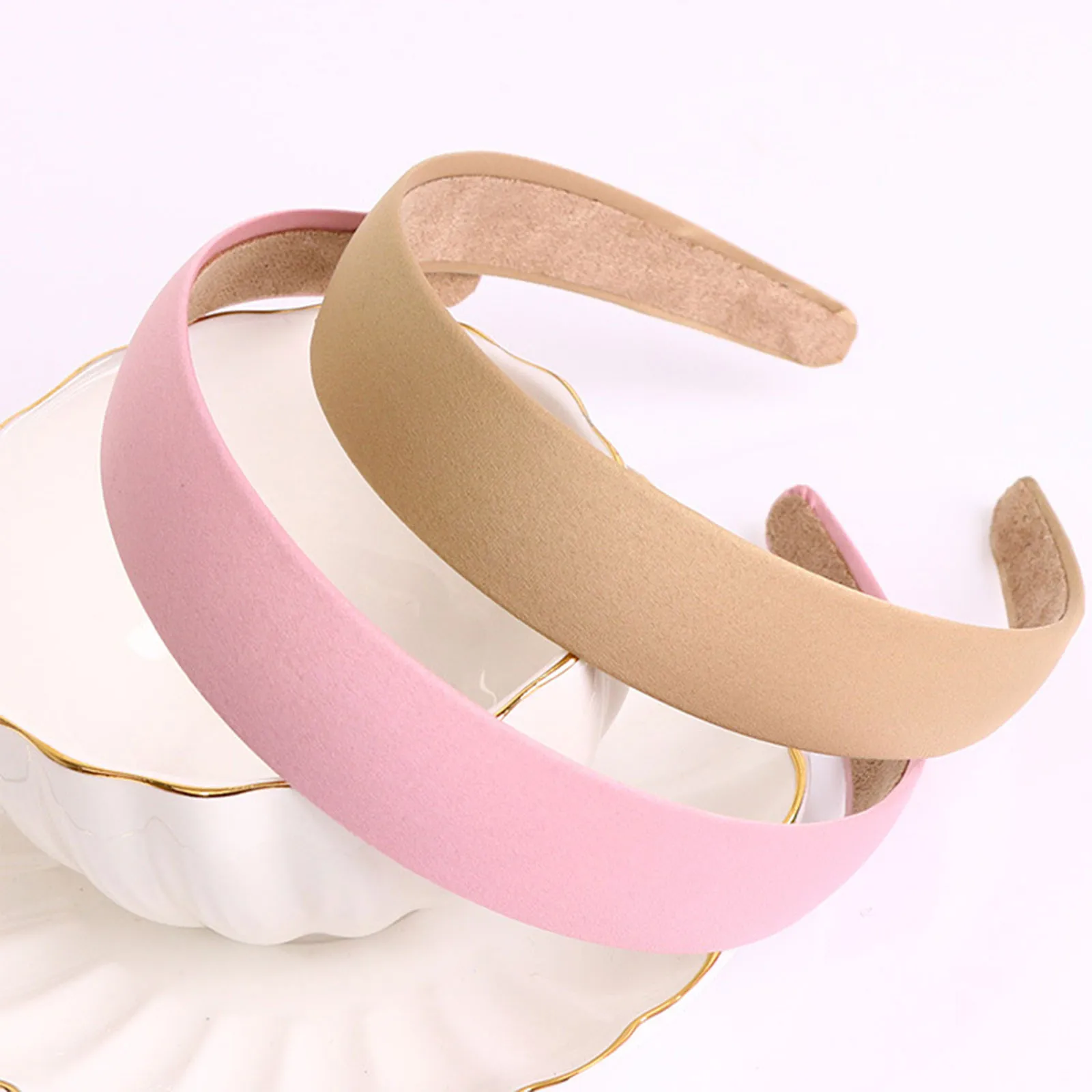 Satin Covered Headband Plain Hair Band Non-slip Ribbon Hairband for Women Girls DIY Hair Accessories Band Tiara