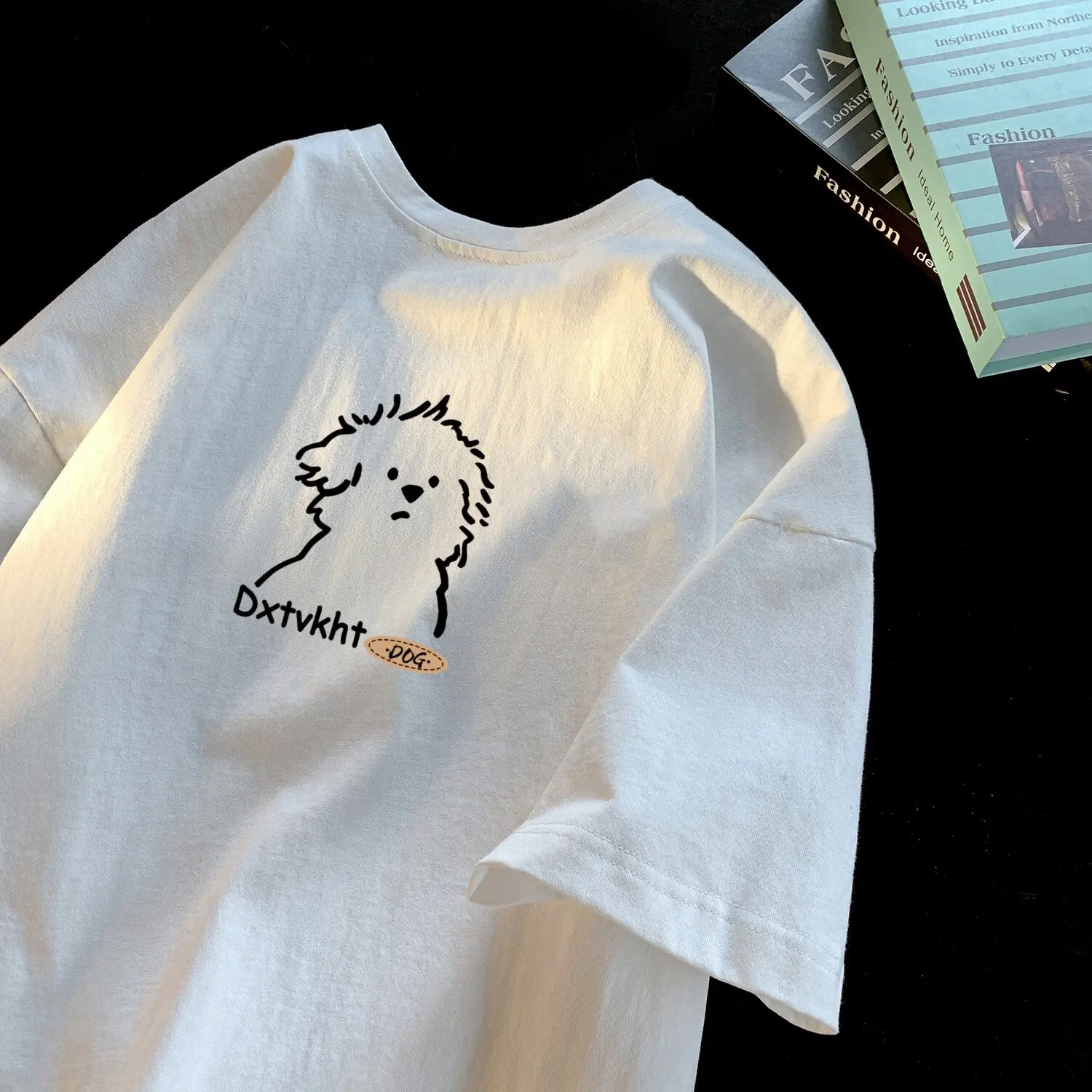Summer Men's Pure Cotton Short-sleeved Shirt with Puppy Print Graphic T-shirt, Suitable for Casual Daily Wear Moisture Wicking.