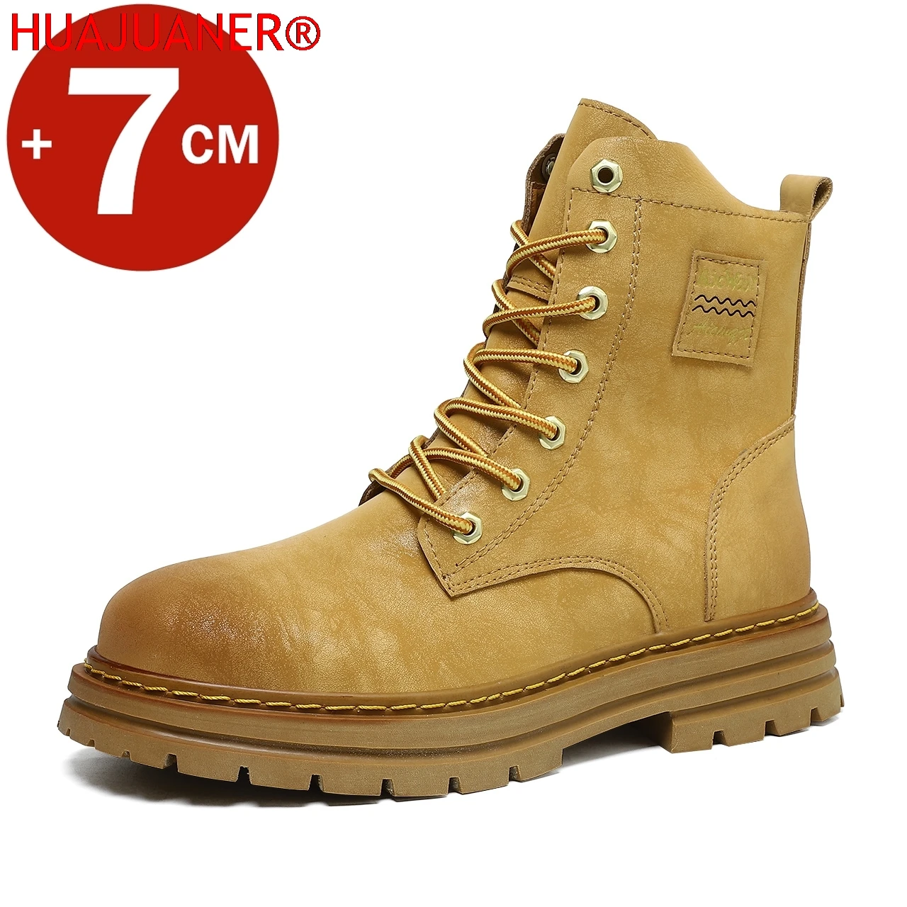 

HUAJUANER Unisex Ankel Boots Elevator Height Increase Shoes for Men Insole 7CM Adjustable Shoe Lifts Women Leather Plus Size 47