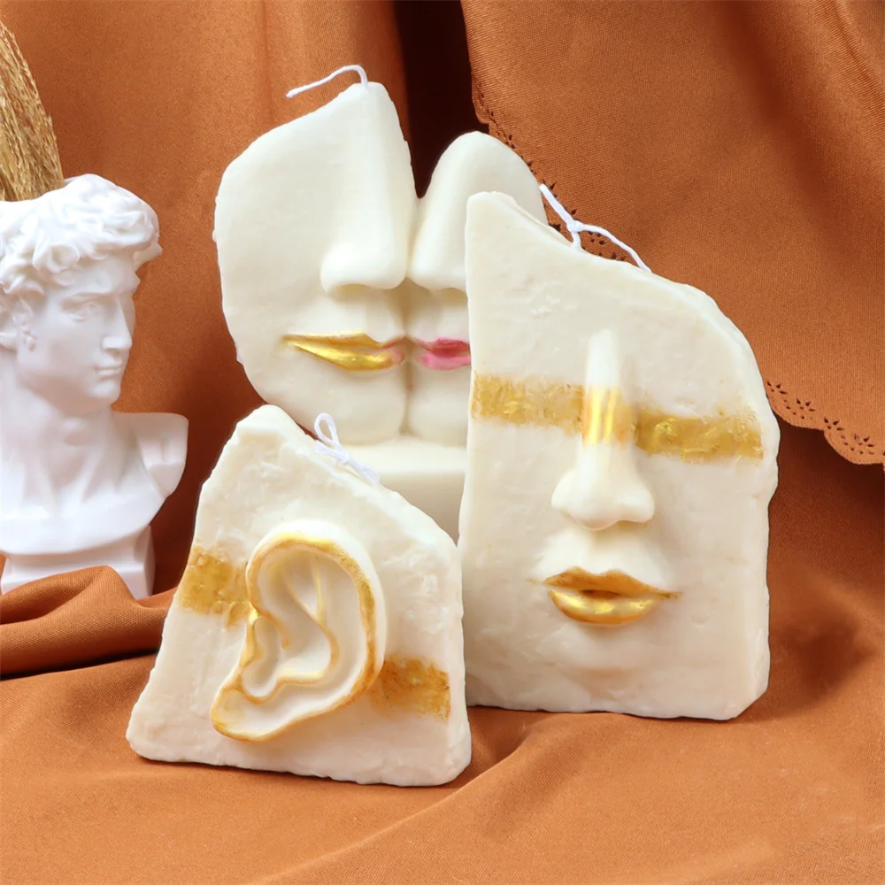 Kreative ästhetische Gesichts-Silikon-Kerzenform, 3D-Silikon-Ohrform, menschlicher Körper, Gesicht, Torso, Duft, Seife, Dekor, elegantes Geschenk