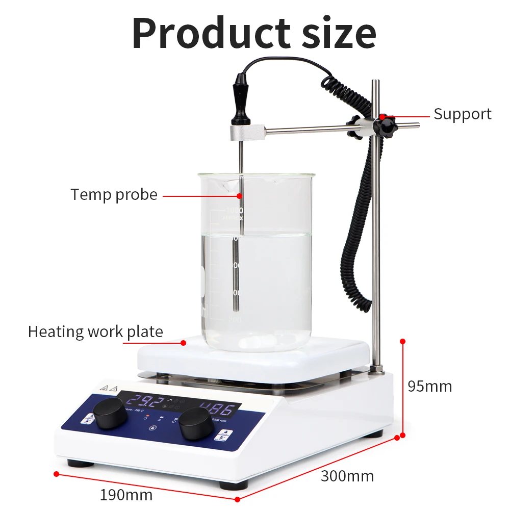 10L 100-2000RPM Heating Magnetic Stirrer Hot Plate Vortex Mixer Shaker With Stir Bar Medical Chemical Laboratory