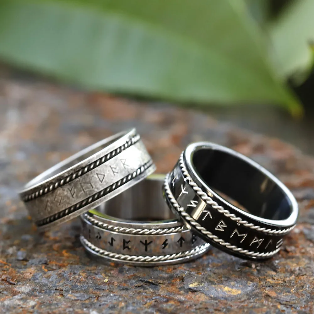2024 New Creative  316L Stainless Steel Viking chain rune Ring For Men Fashion retro Amulet fashion Jewelry Gift free shipping