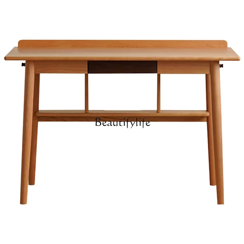 

Nordic solid wood desk small apartment log furniture Japanese simple cherry wood computer desk writing desk