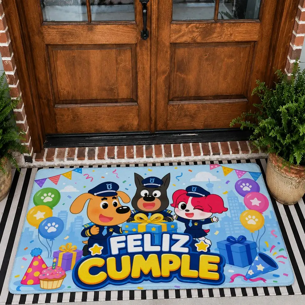 Sheriff Labrador Floor Mat Flannel Rug Non Slip Absorbent Soft Washable For Entryway Hallway Bathroom Kitchen Decor