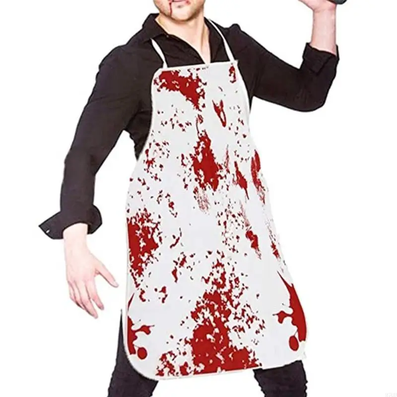 97qd Halloween Bloody Apron Bloody Puntelli a tema Halloween Abito Fancy Apronico Scarico Horror Stampato Sangue Sangue Spillata
