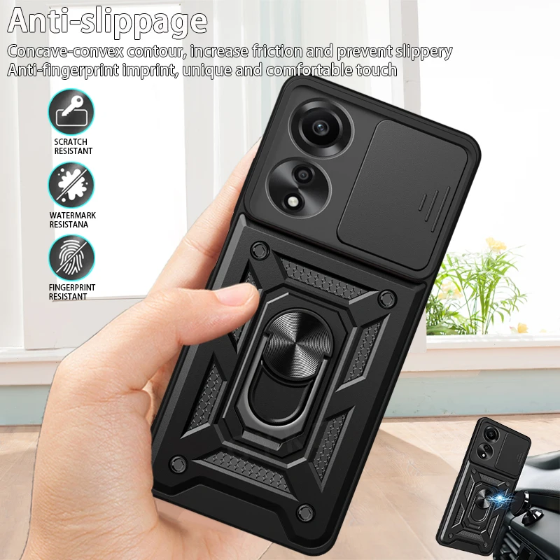 For OPPO A78 A 78 4G Case Slide Camera Protect Phone Cases For OPPO A 78 A78 6.43