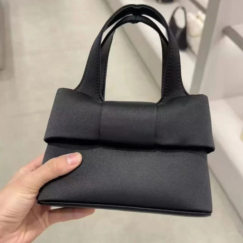 Bow Bag Women's New Niche High-end Girl Satin Messenger Portable Shopping Bag