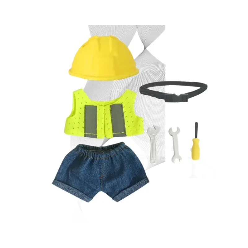 

Комплект рабочей одежды 17 см, костюм, кукольная одежда, сменная строительная тематическая вечеринка, подходит для одежды Labubu 3,0 Gen 3
