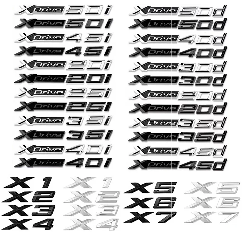 

3D Xdrive 20d 30d 35d 40d 50d 20i 25i 30i Car Fender Emblem Trunk Badge Sticker For X1 X3 X4 X5 X6 X7 Logo refit Accessories