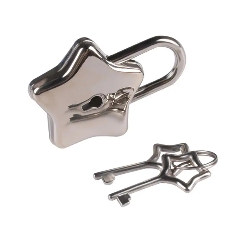 Mini Silver Tone Cute Star Shaped Padlock with Key for Jewelry Box,Purse Handbag,Cabinet,Treasure Drop Shipping