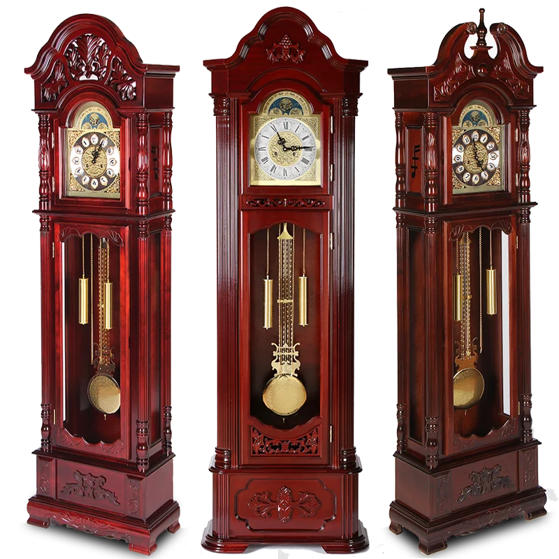 Solid wood pendulum clock, retro simple European mechanical clock