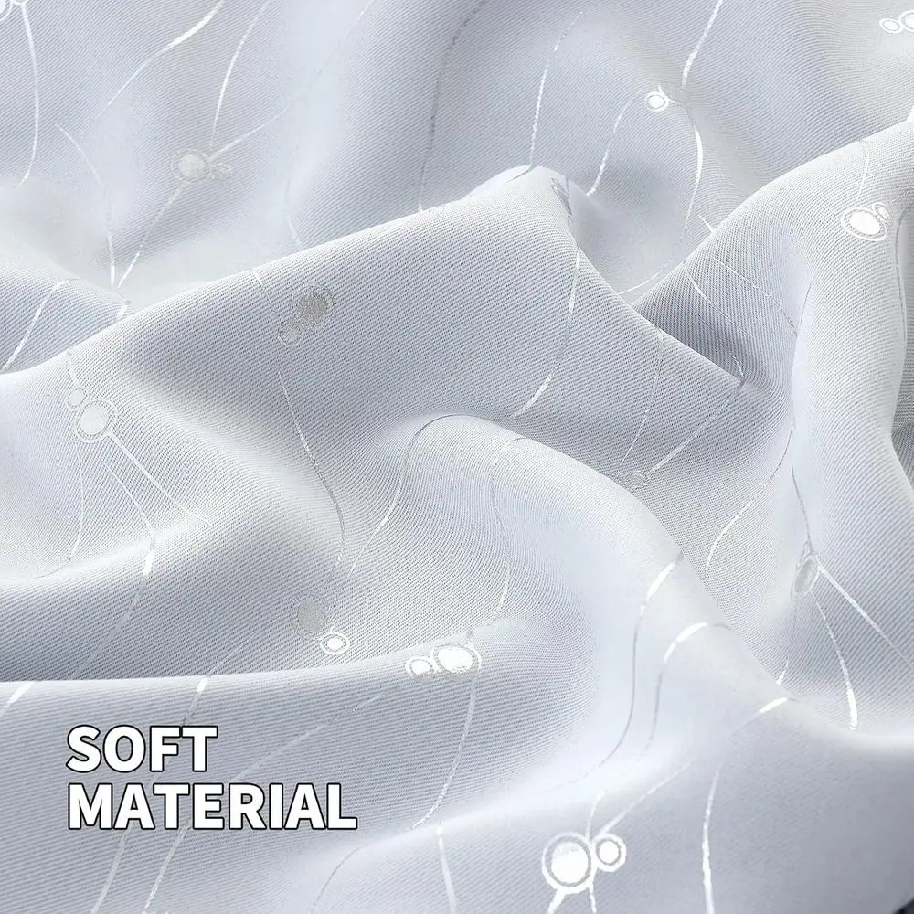 60 rideaux à œillets isolés thermiques assortis pour pièce large, motif de lignes et de points, 2 panneaux, 60x84, blanc grisâtre pour chambre/Liv