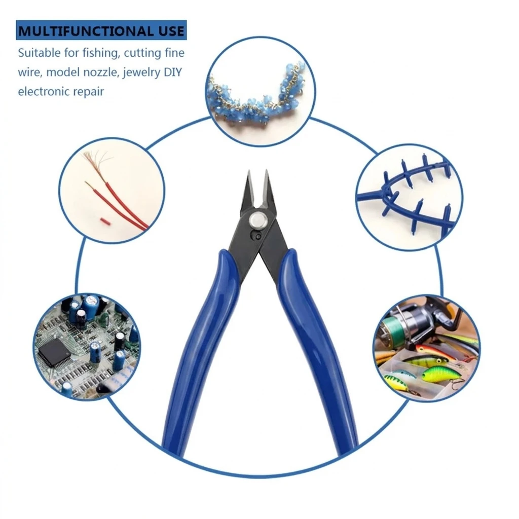 Precision Carbon Steel Diagonal Pliers Wire Cutter Hand Tool for Electronics Soft Copper Jewelry Repair DIY Hobby Side Nippers