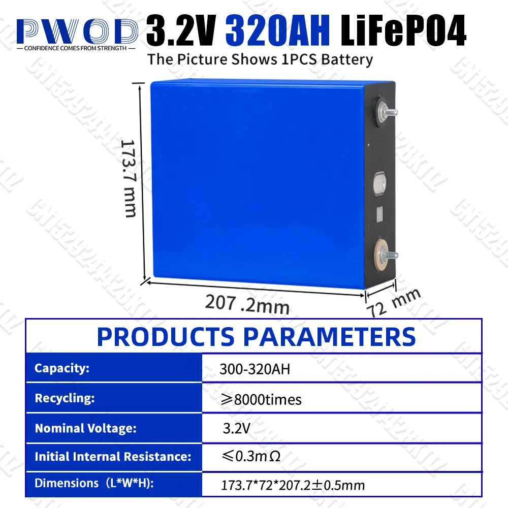 320Ah 8000cycle Lifepo4 Battery Grade A 3.2V Lithium iron phosphate Rechargeable Cell For DIY 12V 48V RV Solar Camping Boat Cart image 2