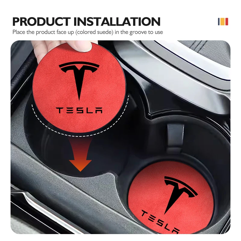 Car Anti Slip Mat Coaster Water Cup Slot Decorate Accessories For Tesla Model Y 3 S X Roadster Bonina