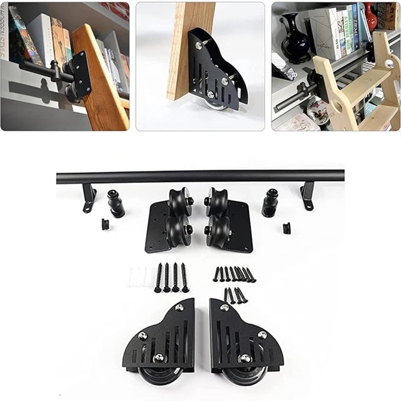 Kit hardware per scaletta per biblioteca con ruote Scaletta scorrevole per libreria Hardware per biblioteca e scala per libreria