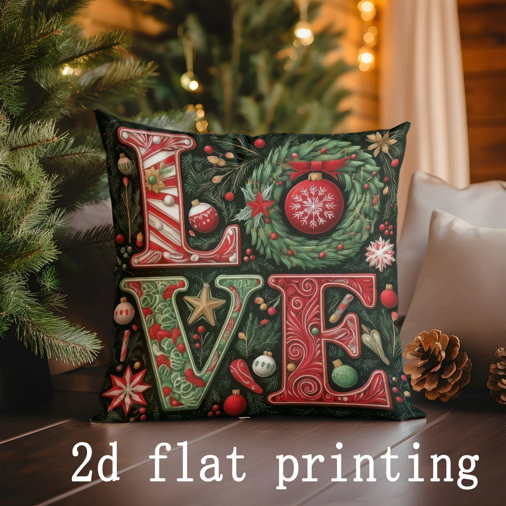 Dekorasi Rumah Sarung Bantal Dekoratif Selamat Natal Cocok Untuk Sofa Kamar Tidur Mobil Sarung Bantal Bantal Persegi Panjang Bantal Sandaran