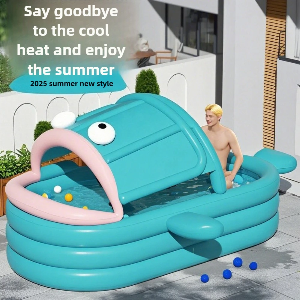 

Ugly fish inflatable swimming pool awning, adult and children's water play pool, outdoor tent, water play, sun protection