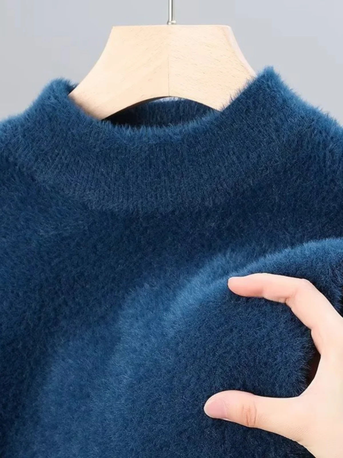 

Мужской свитер Slim Fit High Ne Thiened Fce Lined f с высоким воротником из смеси шерсти, теплый базовый слой, модный топ, повседневная одежда