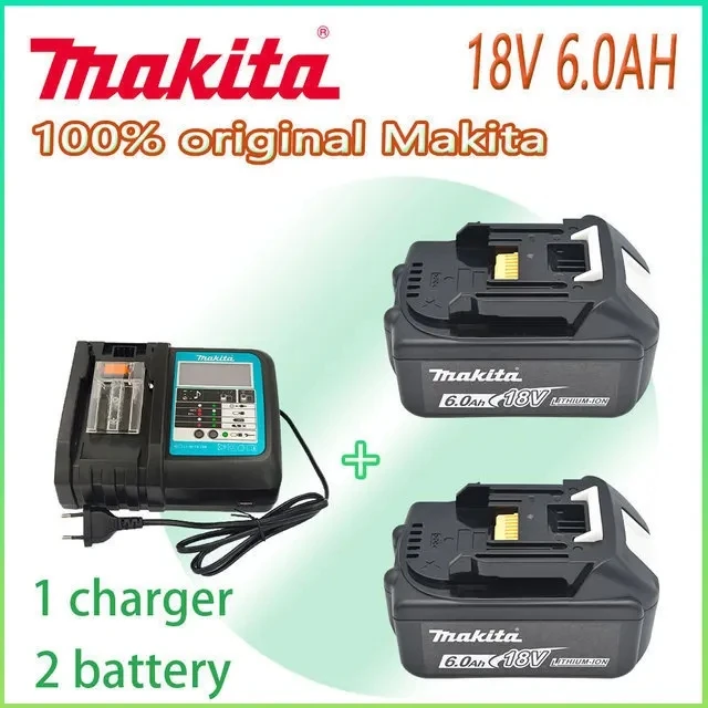 

100% Оригинальный Makita 18V 6.0Ah аккумуляторная батарея для электроинструмента с светодиодный литий-ионной заменой LXT 400 BL1860 BL1850 + зарядное устройство