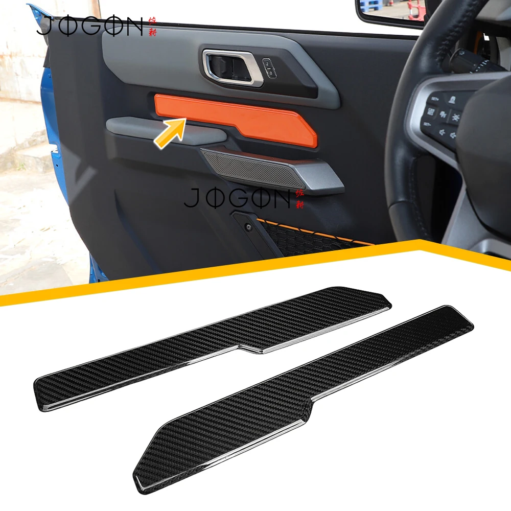 2-Door Car Inner Door Handle Below Panel Cover Trim Decoration Protection Real Carbon Fiber Accessories For Ford Bronco 2021+