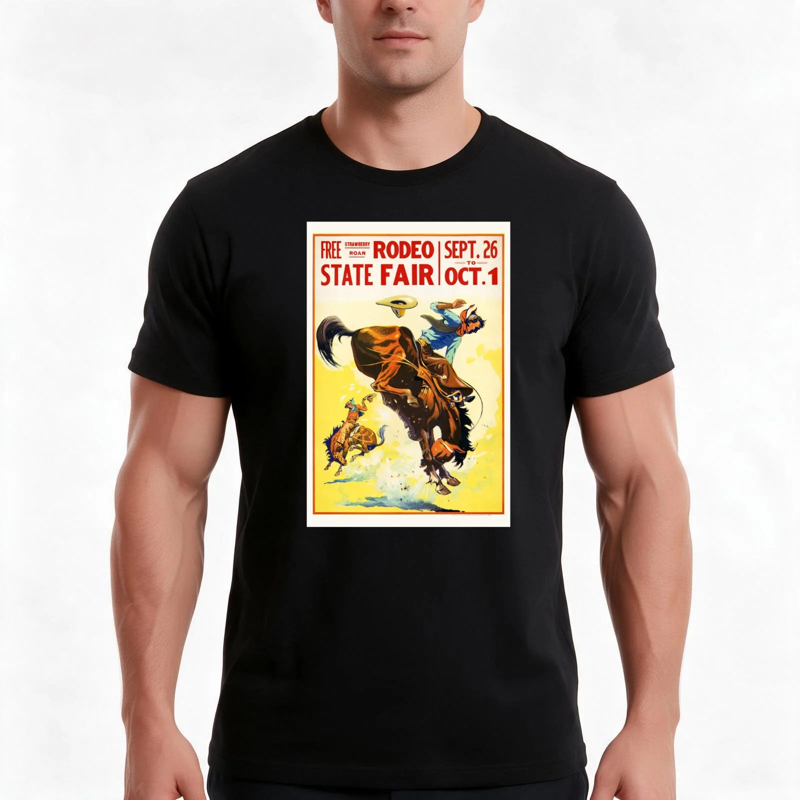 Vintage 1930s Rodeo Poster Restored T-Shirt Summer Casual Cotton Tee Oversized Streetwear Tops Vintage Graphic Print
