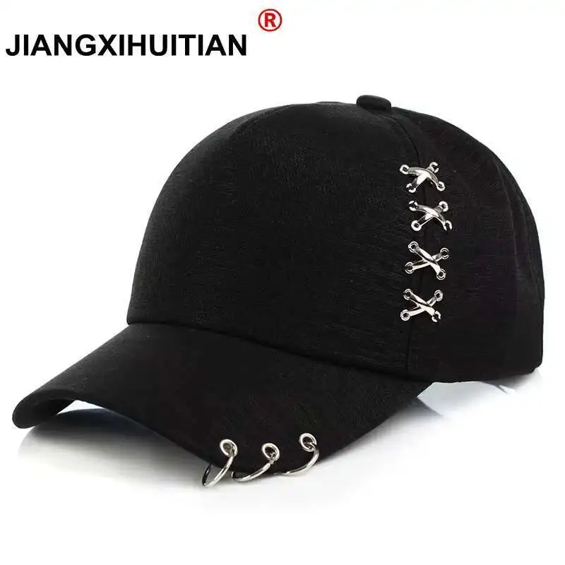 2018 New Creative Piercing Ring Baseball Cap Punk Gorras Bone Masculino Feminino Beisbol Hip Hop Baseball Caps Unisex