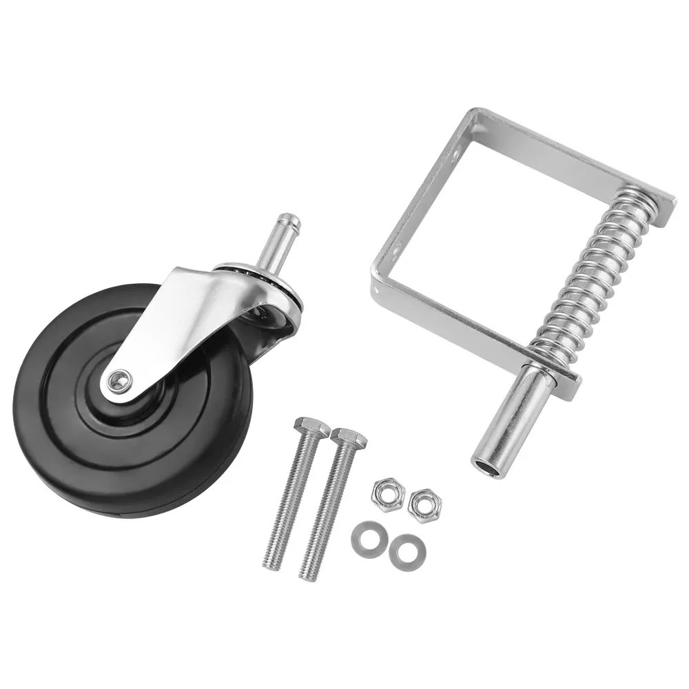 4 Inch Door Gate Wheel Rubber 70kg Load Capacity Spring Loaded Caster 360°Rotatable Adjustable Height Spring Damping Wheel
