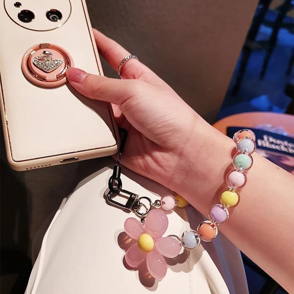 Macaron Color Mobile Phone Lanyard Wrist Strap Women's Hand-held Chain Short Anti-lost Cell Phone Case Cute Lanyard Key Pendant