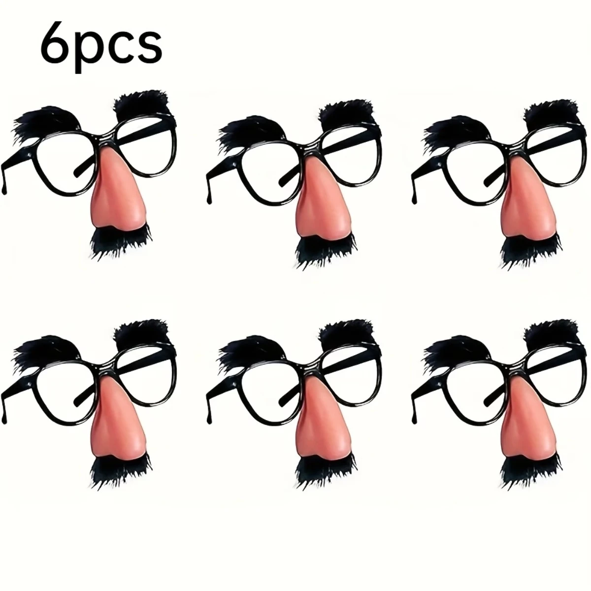 6Pcs Funny Disguise Glasses Photo Booth Props Set with Fake Nose Fluffy Eyebrows Mustache Novelty Costume Accessories Perfect Fo