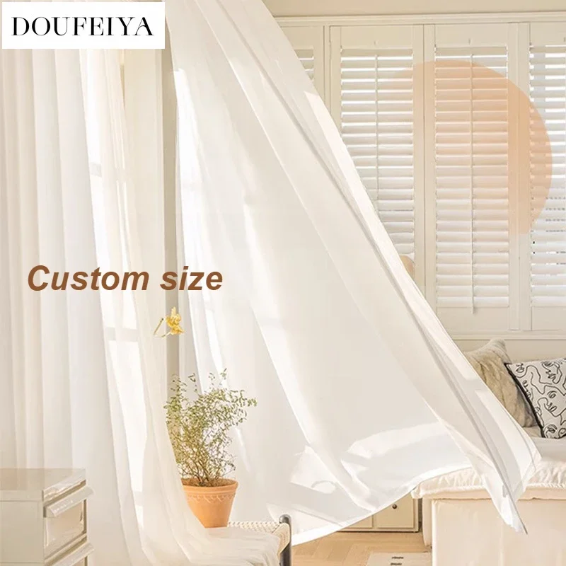 Simple Soft Semi-blackout Chiffon Tulle Curtains for Living Room Bedroom Dining Study Nature Romantic Classic Decor Custom Size