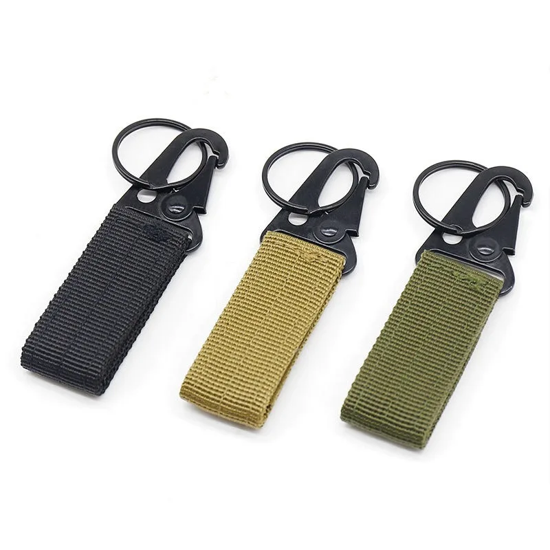 3Pcs Tactical Nylon Webbing Buckle Carabiner Hook EDC Molle Backpack Belt Clip Keychain Hanger For Outdoor Climbing Camping